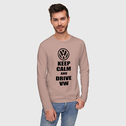 Мужской лонгслив Keep Calm & Drive VW / Пыльно-розовый – фото 3