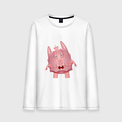 Лонгслив хлопковый мужской Cartoon monster pink, цвет: белый