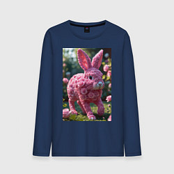 Лонгслив хлопковый мужской Кролик из роз, цвет: тёмно-синий