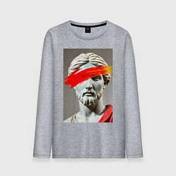 Лонгслив хлопковый мужской Античная статуя с красным штрихом, цвет: меланж