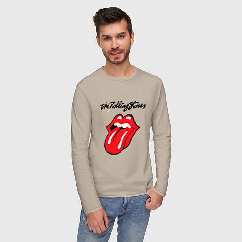 Мужской лонгслив Rolling Stones - logo / Миндальный – фото 3