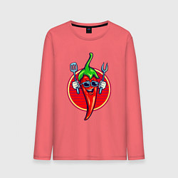 Лонгслив хлопковый мужской Горячий перчик, цвет: коралловый