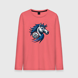 Лонгслив хлопковый мужской Mavericks horse, цвет: коралловый