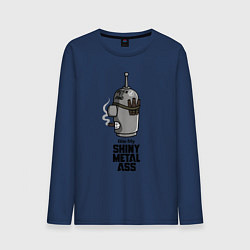 Лонгслив хлопковый мужской Бендер - укуси мой металлический зад, цвет: тёмно-синий
