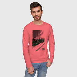 Лонгслив хлопковый мужской Гоночный спорткар, цвет: коралловый — фото 2