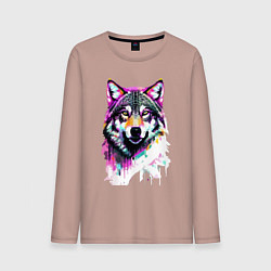 Мужской лонгслив Волчья морда - нейроарт