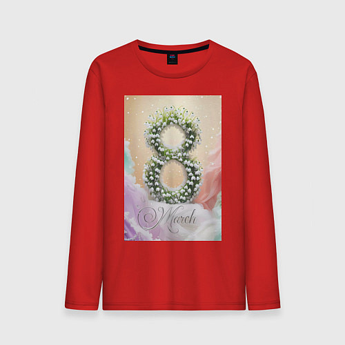 Мужской лонгслив Ландыши на 8 марта / Красный – фото 1