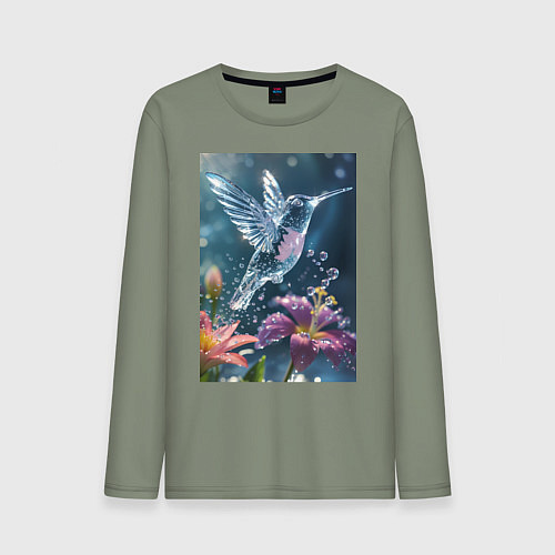 Мужской лонгслив Колибри у цветка / Авокадо – фото 1
