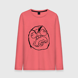 Лонгслив хлопковый мужской Рейдж фейс мем, цвет: коралловый