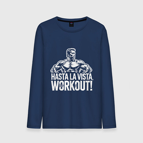 Мужской лонгслив Arnold - hasta la vista workout / Тёмно-синий – фото 1