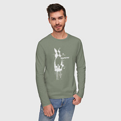 Лонгслив хлопковый мужской Banksy bunny, цвет: авокадо — фото 2