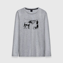 Лонгслив хлопковый мужской Banksy zebra, цвет: меланж