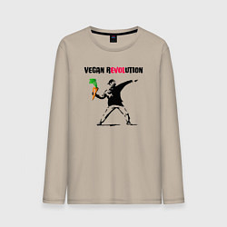 Лонгслив хлопковый мужской Love vegan, цвет: миндальный