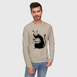 Лонгслив хлопковый мужской Крыса или искусство, цвет: миндальный — фото 2
