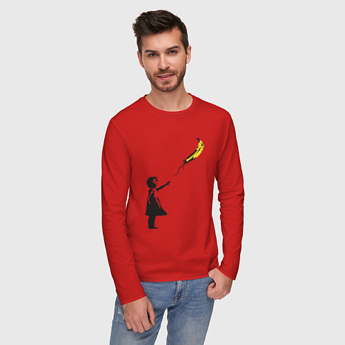 Мужской лонгслив Девочка и банан / Красный – фото 3
