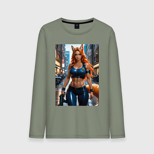 Мужской лонгслив Рыжая лиса-полицейский / Авокадо – фото 1