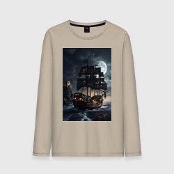 Мужской лонгслив Пиратский корабль в шторм