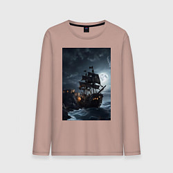 Мужской лонгслив Пиратский корабль в шторм
