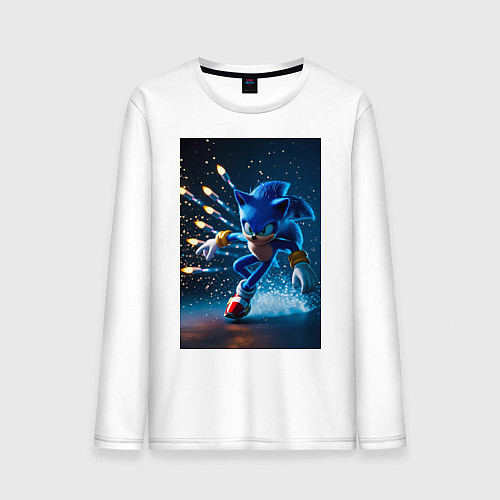 Мужской лонгслив Соник убегает от ракет / Белый – фото 1