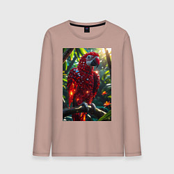 Лонгслив хлопковый мужской Попугай из драгоценных камней, цвет: пыльно-розовый