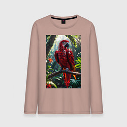Лонгслив хлопковый мужской Попугай из драгоценных камней, цвет: пыльно-розовый