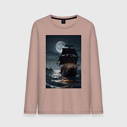 Мужской лонгслив Пиратский корабль в шторм