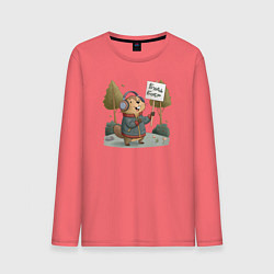 Лонгслив хлопковый мужской Будь бобр, цвет: коралловый