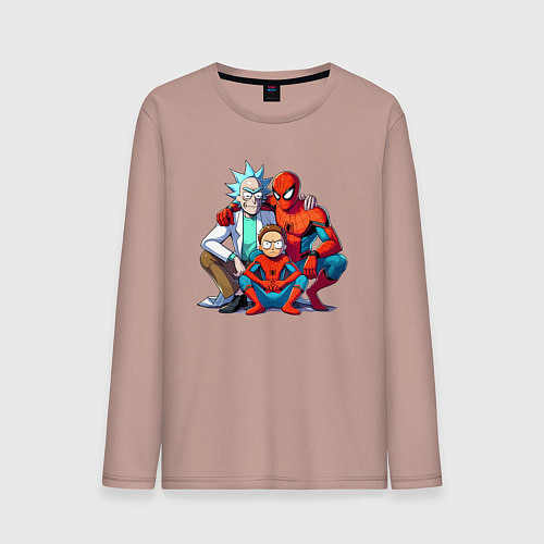 Мужской лонгслив Spider-Man is Rick and Mortys friend / Пыльно-розовый – фото 1