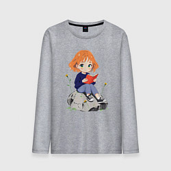 Мужской лонгслив Рыжая девушка читает книгу