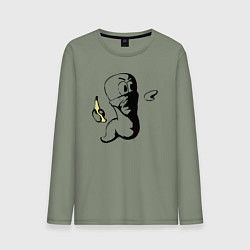 Лонгслив хлопковый мужской Червяк с бананом, цвет: авокадо
