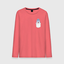 Лонгслив хлопковый мужской Wolf Chan in pocket, цвет: коралловый