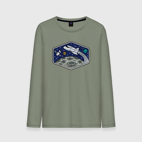 Мужской лонгслив Шаттл над луной / Авокадо – фото 1