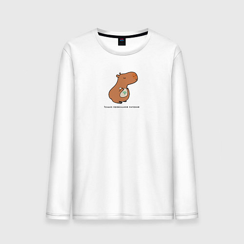 Мужской лонгслив Капибара правильное питание / Белый – фото 1