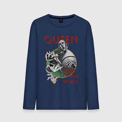 Мужской лонгслив Queen News of the World / Тёмно-синий – фото 1