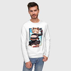 Лонгслив хлопковый мужской Burnice White Zenless Zone Zero, цвет: белый — фото 2