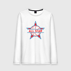 Лонгслив хлопковый мужской All-star basketball, цвет: белый