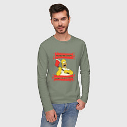 Лонгслив хлопковый мужской Simpsons причиняю добро, цвет: авокадо — фото 2