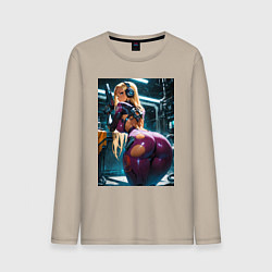 Мужской лонгслив Девушка с оружием в киберпанк стиле