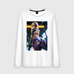 Мужской лонгслив Девушка с оружием в киберпанк стиле