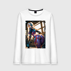Мужской лонгслив Девушка с оружием в киберпанк стиле