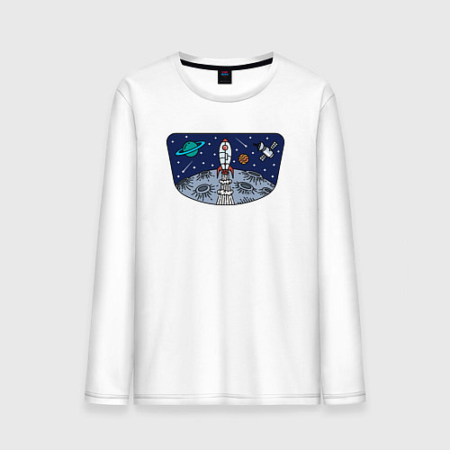 Мужской лонгслив Space travel / Белый – фото 1