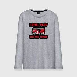 Лонгслив хлопковый мужской До сих пор играю с пожарными машинами, цвет: меланж