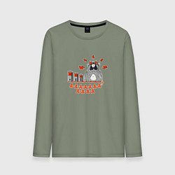 Лонгслив хлопковый мужской А-а-а кричит заяц, цвет: авокадо