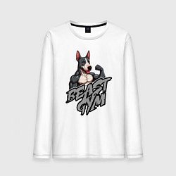 Лонгслив хлопковый мужской Beast gym dog, цвет: белый