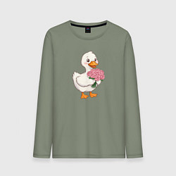 Мужской лонгслив Милая уточка с букетом роз