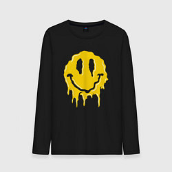 Лонгслив хлопковый мужской Dripping smile, цвет: черный