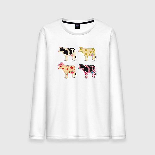 Мужской лонгслив Милые коровы поп-арт / Белый – фото 1
