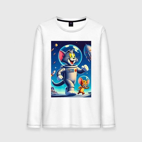 Мужской лонгслив Космонавты Том и Джерри / Белый – фото 1