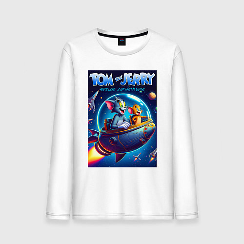 Мужской лонгслив Tom and Jerry - space adventure / Белый – фото 1