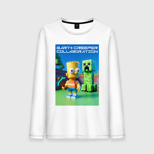 Мужской лонгслив Bart and Creeper - collaboration ai art / Белый – фото 1